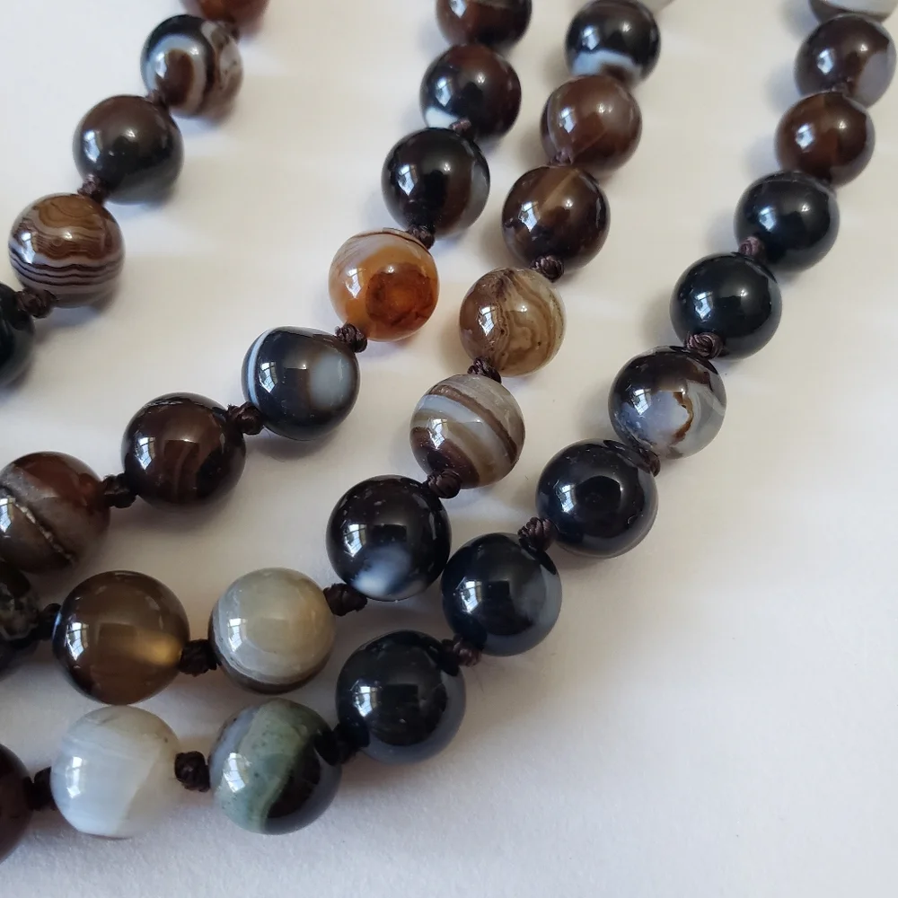 Gray smoky Agates beads Natural Stone Beads Necklace - Picture 6 of 6
